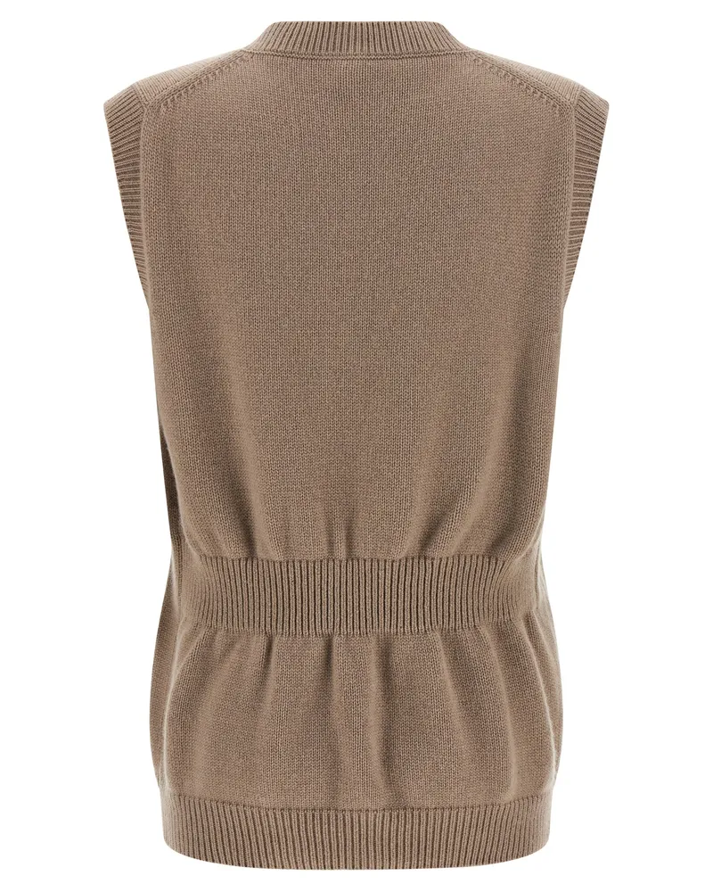 Fendi Women's Beige Cashmere Sleeveless Jacket Clothing Beige