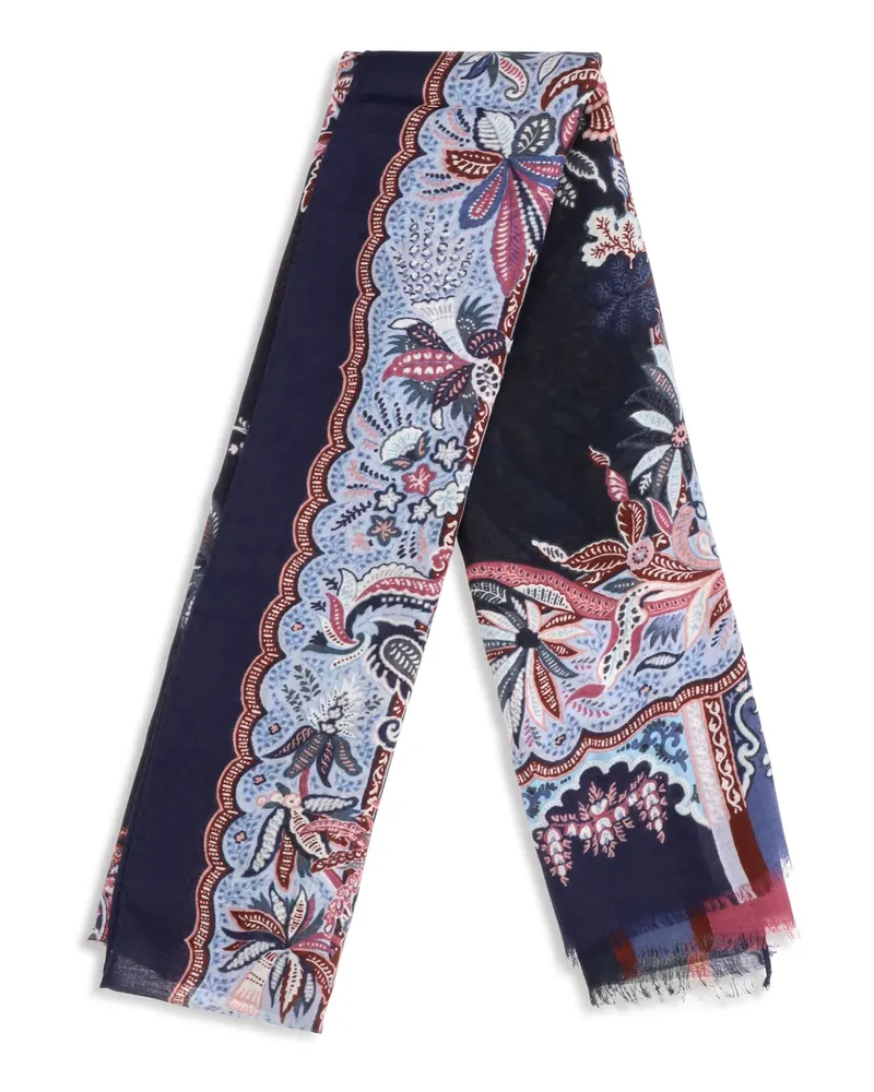 Etro Men's Orfeo Modal Scarf Stampa F.do Blu Scarfs Navy