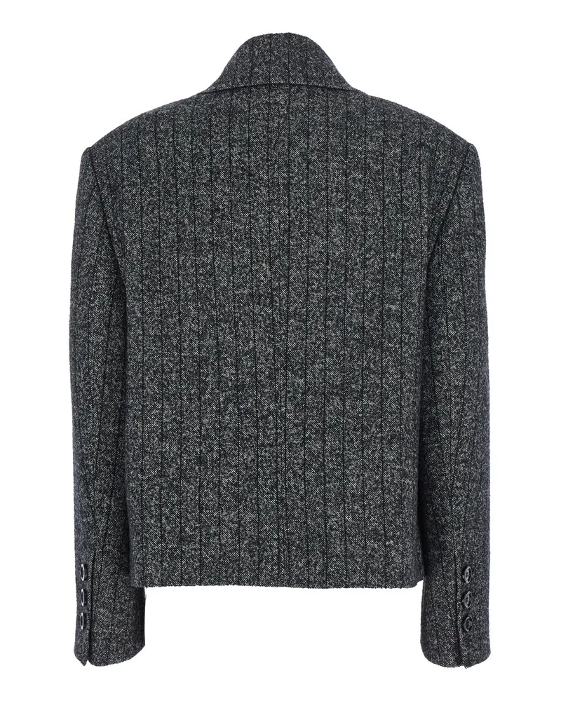 Dolce & Gabbana Women's Grey Double-Breasted Wool Blend Jacket Virgin Blazers Gray