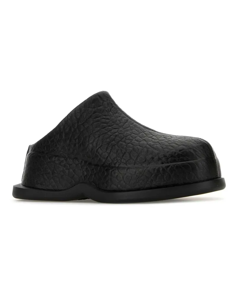 Alexander McQueen Women's Black Leather Wave Slippers Black