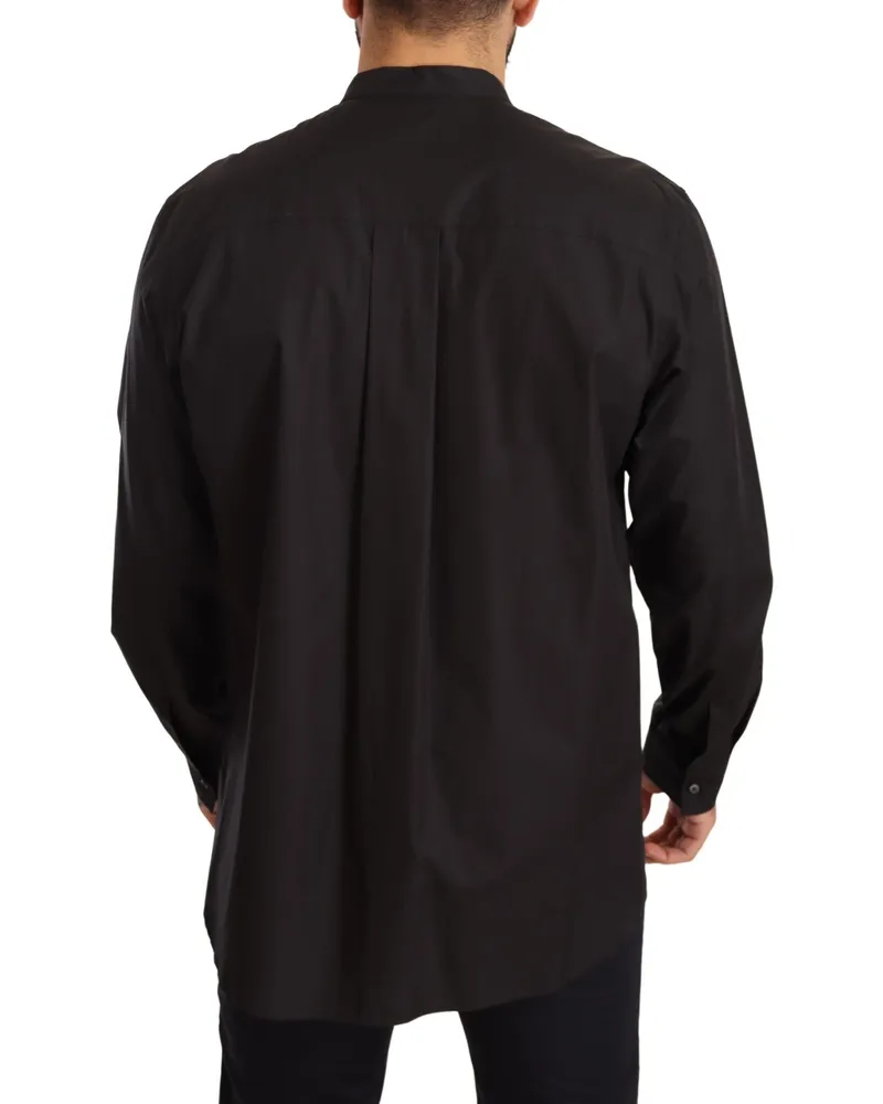 Dolce & Gabbana Men's Black Cotton Formal Dress Top Shirt Black