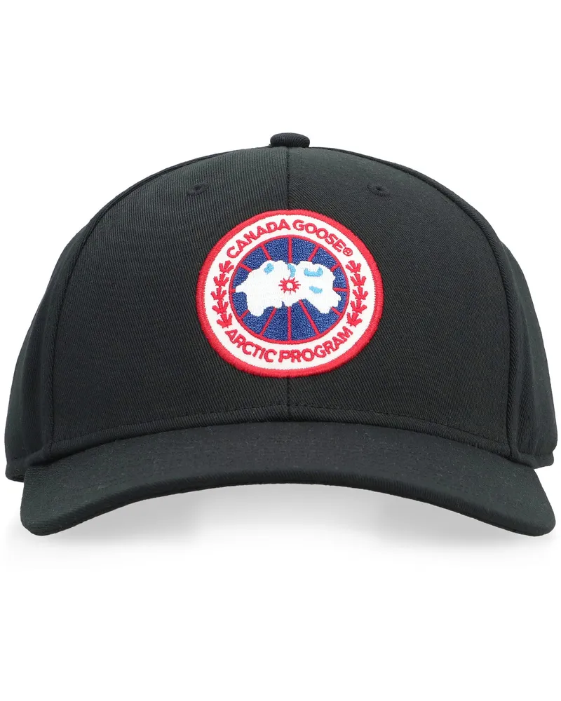 Canada Goose Men's Arctic Disc Logo Baseball Cap Black Polyester Hat Black