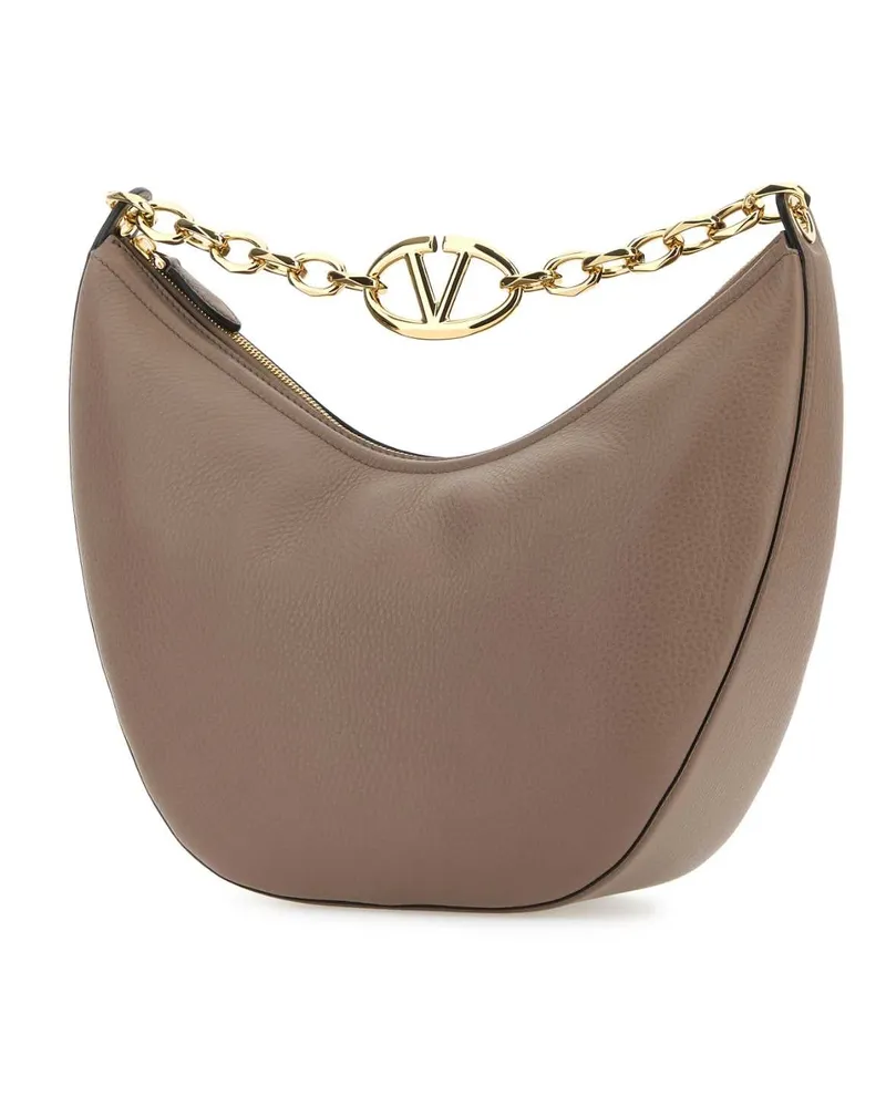 Valentino Garavani Women's Antiqued Pink Leather Medium Hobo Vlogo Moon Shoulder Bag Clay Borse A Mano Beige