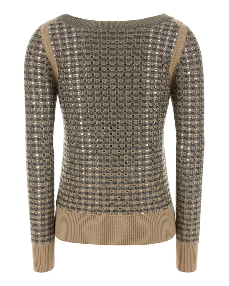 Ermanno Scervino Women Embroidered Wool Blend Sweater Beigenero Maglie Beige