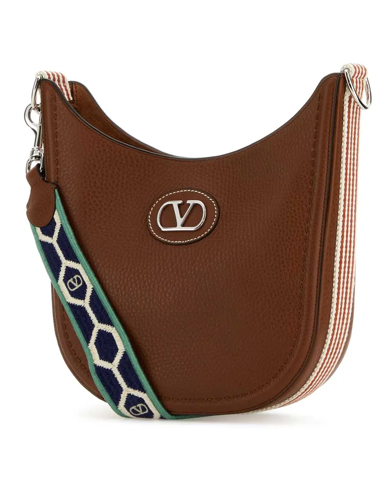 Valentino Garavani Women's Caramel Leather Vlogo Signature Shoulder Bag Selleriabiancotestadimoroivorynavy Borse A Tracolla Brown