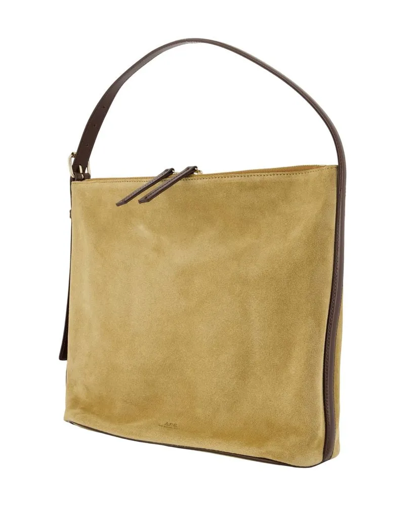 A.P.C. Women's Vera Shoulder Bag -  Leather Khaki Calfskin Shoulder-Hobo-Bags Khaki