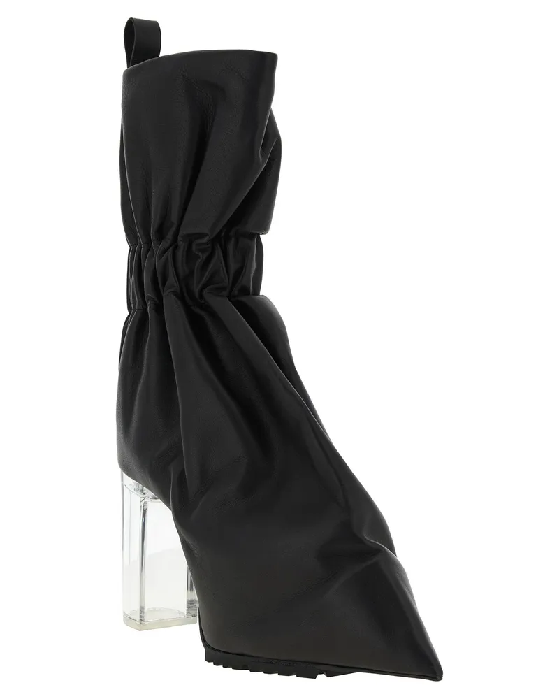 Rick Owens Cuffed Plexiglass Heel Ankle Boot — Black Black