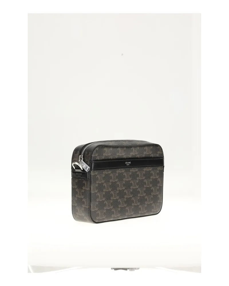 Celine Men's Small Messenger Shoulder Bag Black Cotton Black