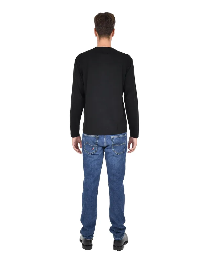 Low Brand Men Crewneck Long Sleeve T-Shirt Black Wool T-Shirts And Polos Black