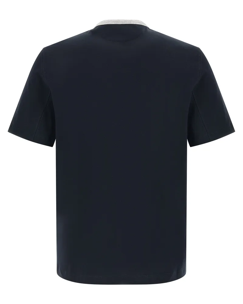 Brunello Cucinelli Logo-Printed Cotton Jersey T-Shirt — Navy Navy