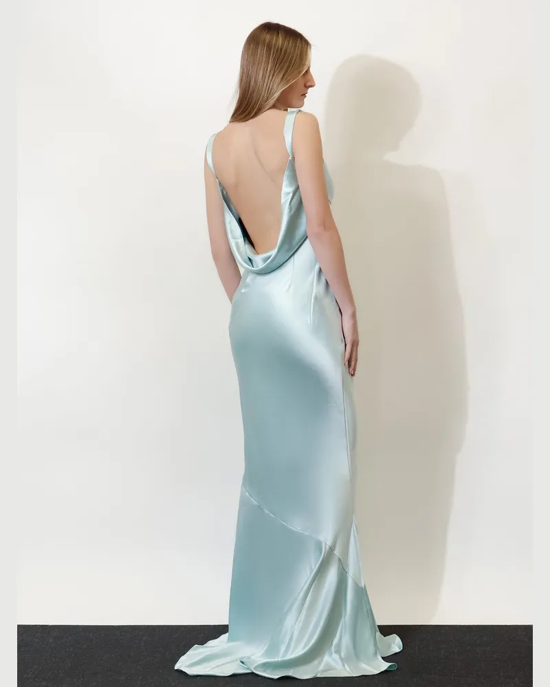 Retrofête Women's Satin Vinica Dress Blue Acetate Blue