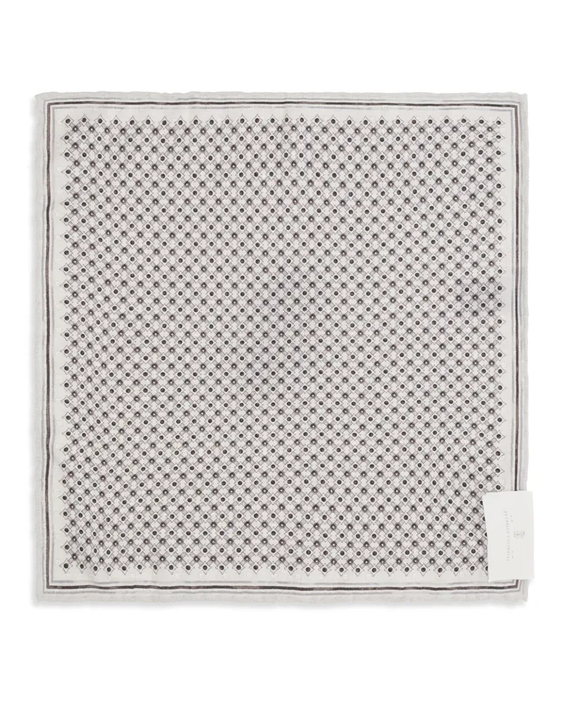Brunello Cucinelli Geometric Silk Pocket Square — Brown Brown