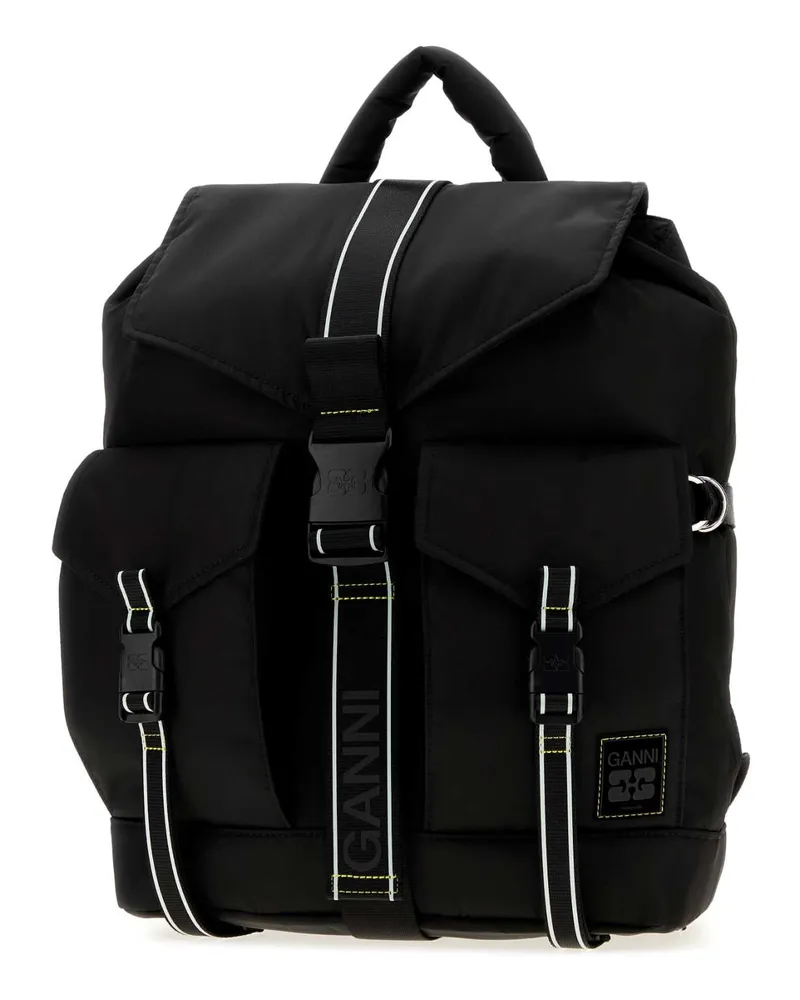 Ganni Women's Black Canvas Backpack Zaini Black