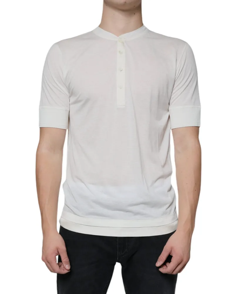 Dolce & Gabbana Cotton-Silk Henley T-shirt — White White