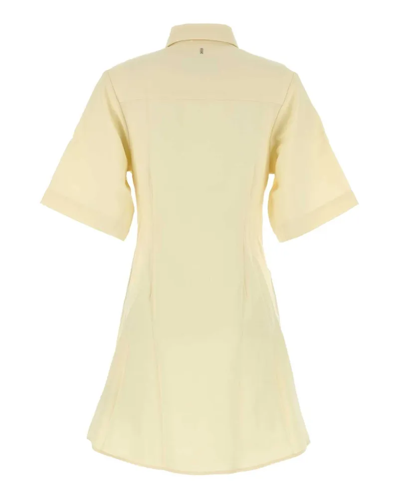 AMI Paris Women's Pastel Yellow Wool Shirt Dress Beurre Exterior: Virgin Abiti Yellow