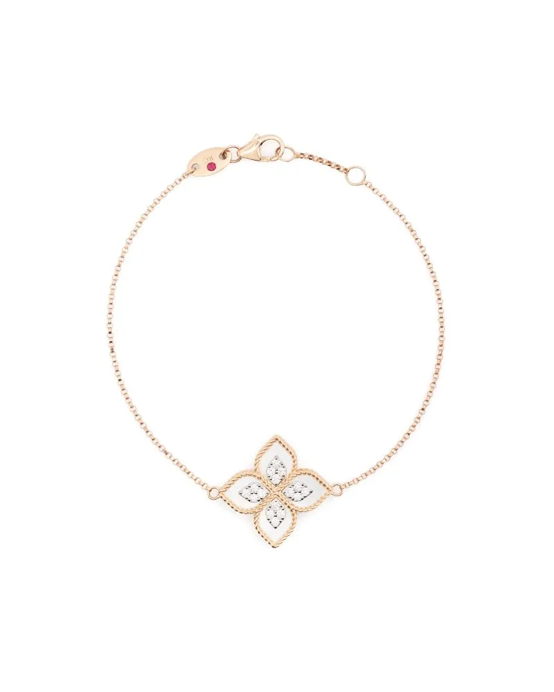 Roberto Coin Women's 18kt Rose Gold Mother Of Pearl Princess Flower Bracelet Continuty Rose