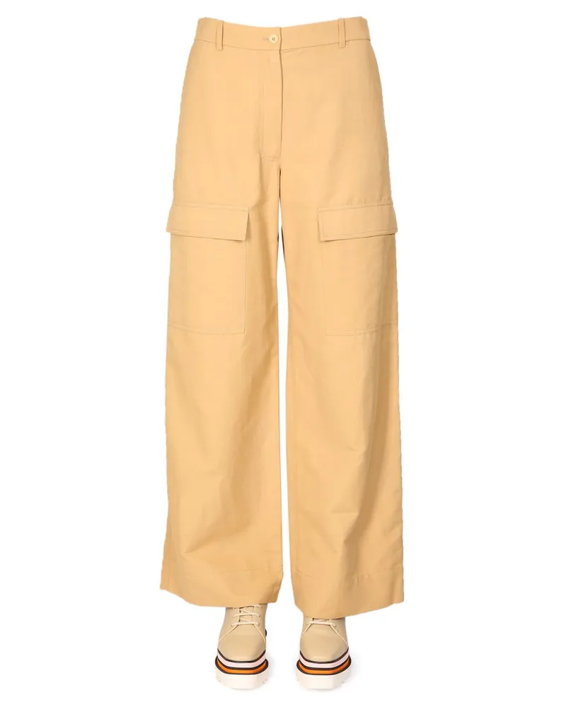 Stella McCartney Wide Leg Cargo Pants — Beige Beige