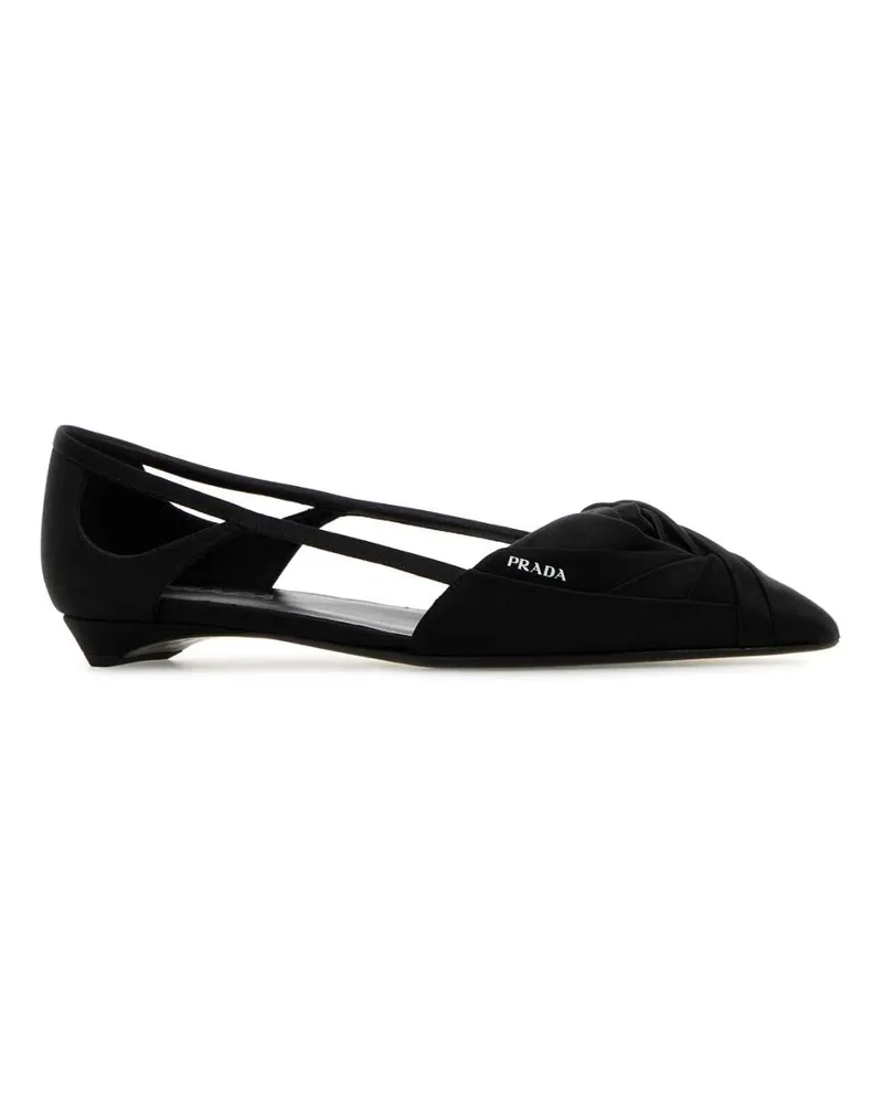 Prada Women's Black Satin Ballerinas Nero Se Vi Ballerine Flat Shoes Black