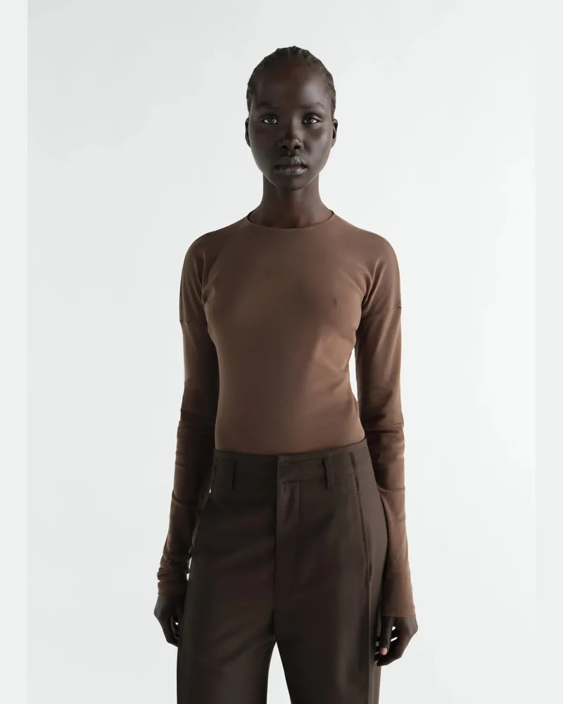 Christophe Lemaire Mesh-Yoke Longsleeved Tunic — Brown Brown