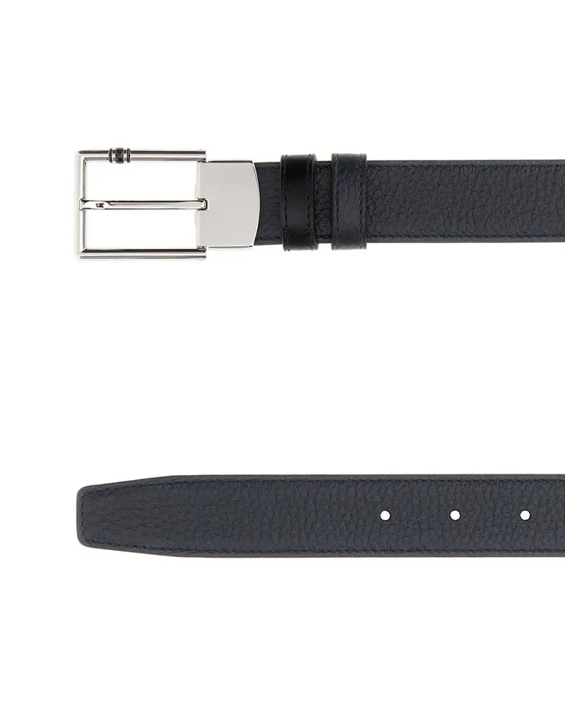 Montblanc Men's Midnight Blue Leather Reversible Belt 000 Cinture Black