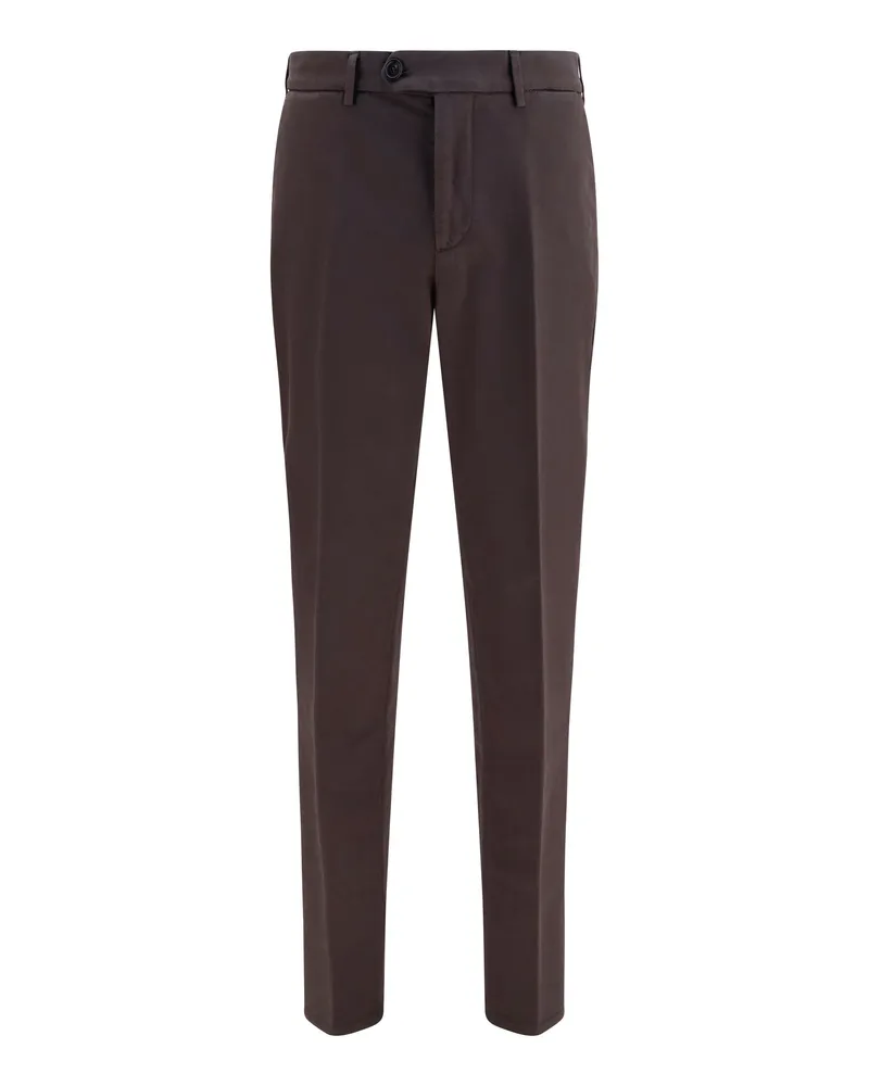 Brunello Cucinelli Men's Dyed Cotton Pants Dark Brown Trousers Brown