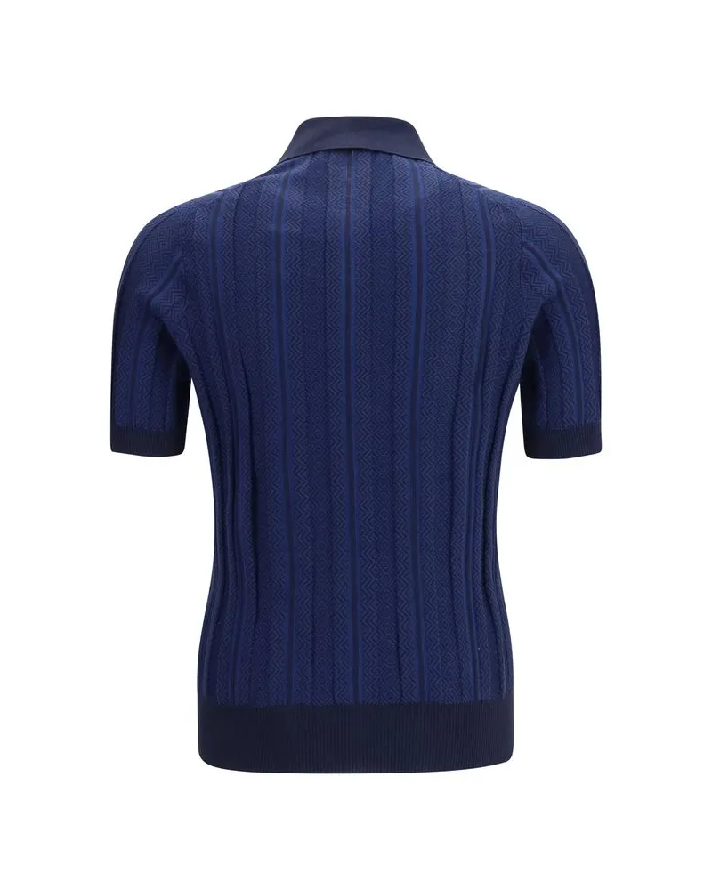 Brunello Cucinelli Men's Blue Cotton Polo Shirt Navy