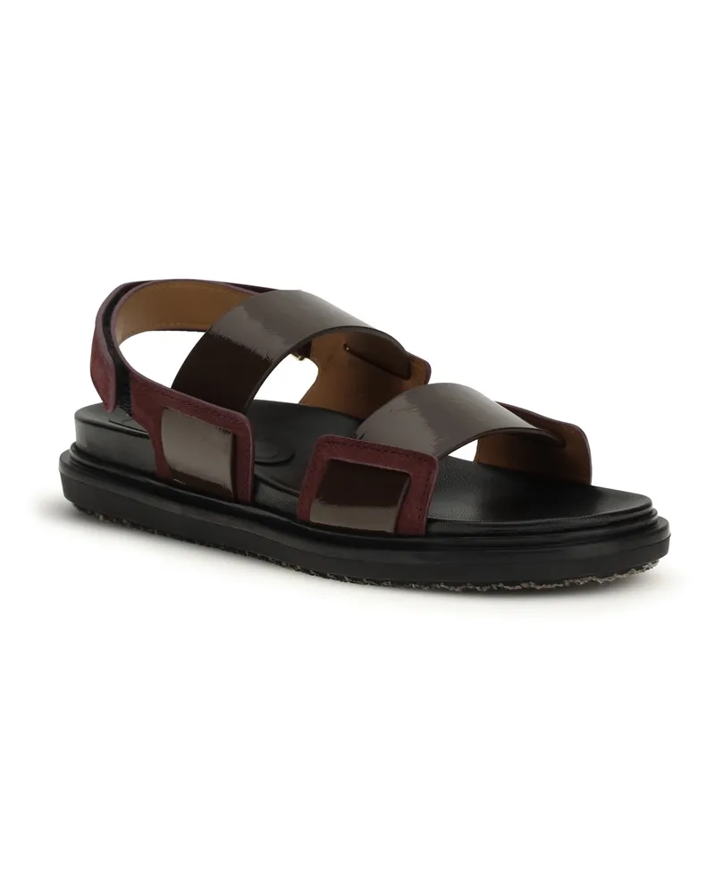 Marni Women's Double-Strap Fussbett Sandals Dark Brown-Bordeaux Brown/bordeaux Brown
