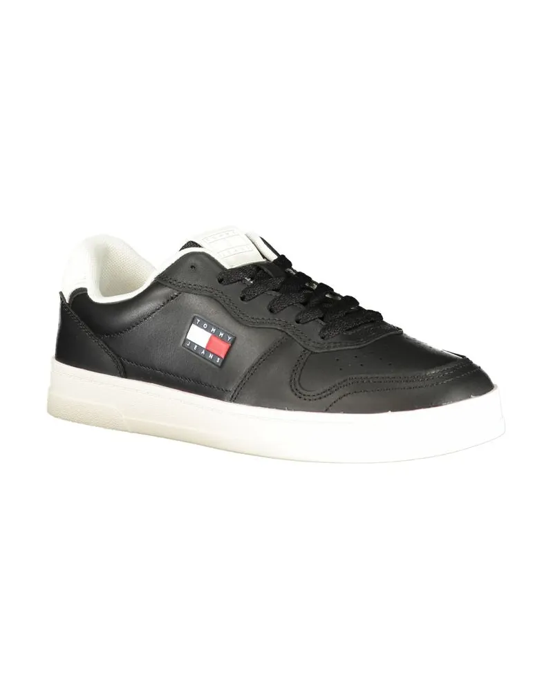 Tommy Hilfiger Colour-Block Leather Sneaker — Black Black