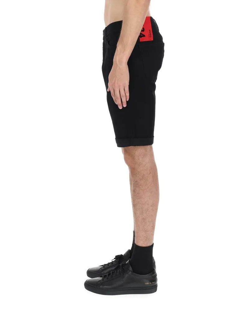 HUGO BOSS Patch Logo Cotton Shorts — Black Black