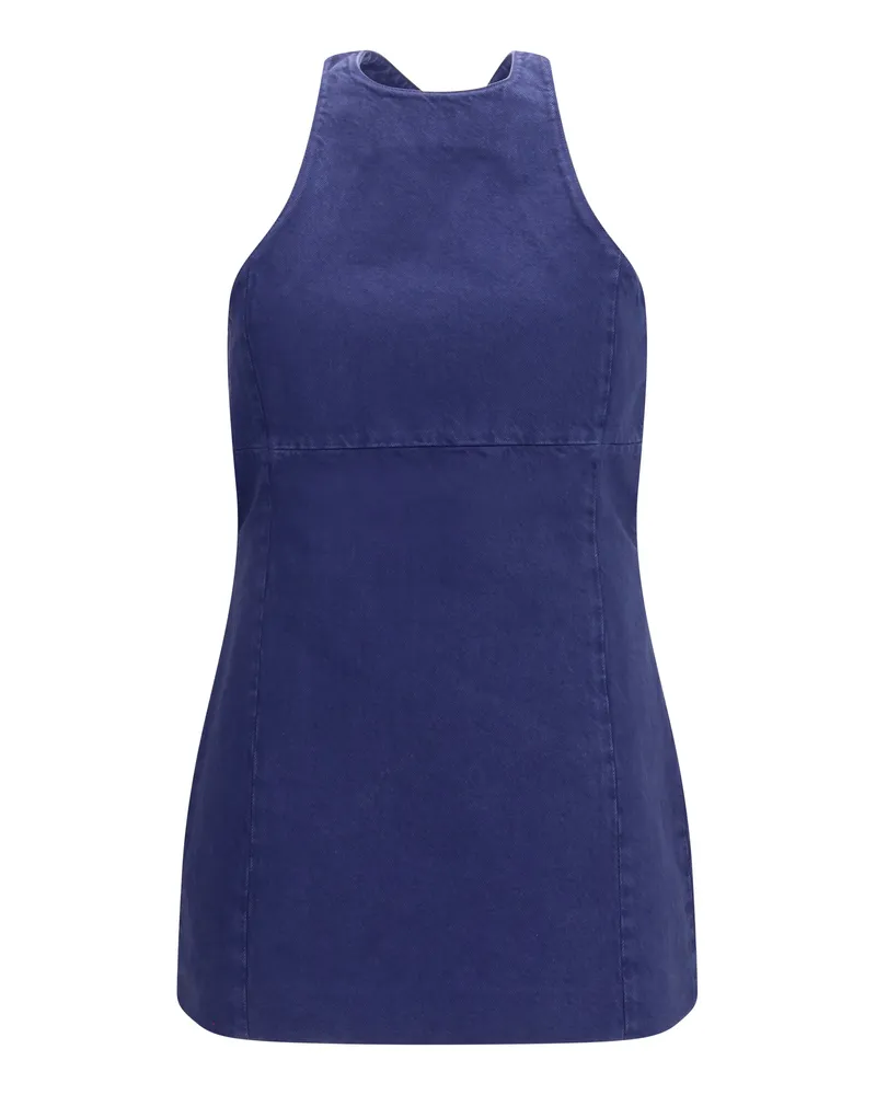 Miu Miu Women's Short Cotton Dress Ink Blue Blue