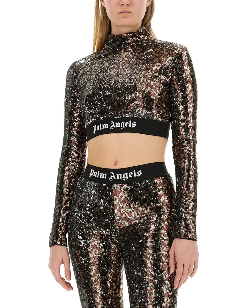 Palm Angels Sequined Multicolor T-Shirt — Multicolor Multicolor