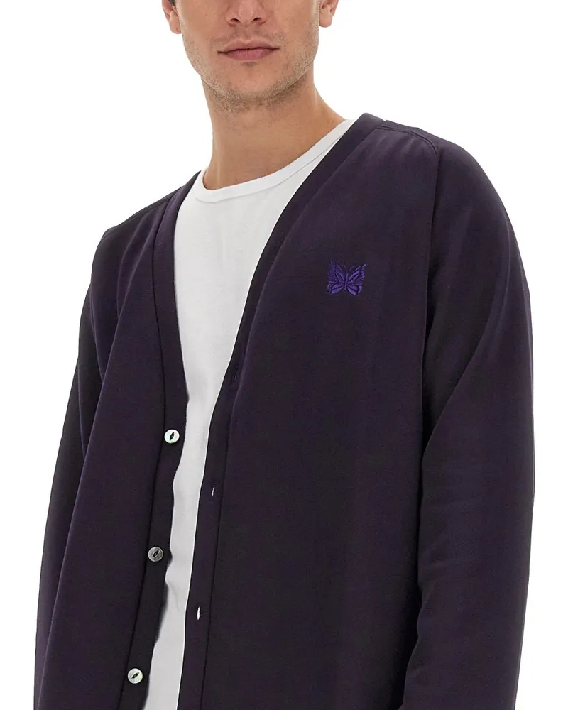 NEEDLES Logo-Knit Cardigan — Purple Purple