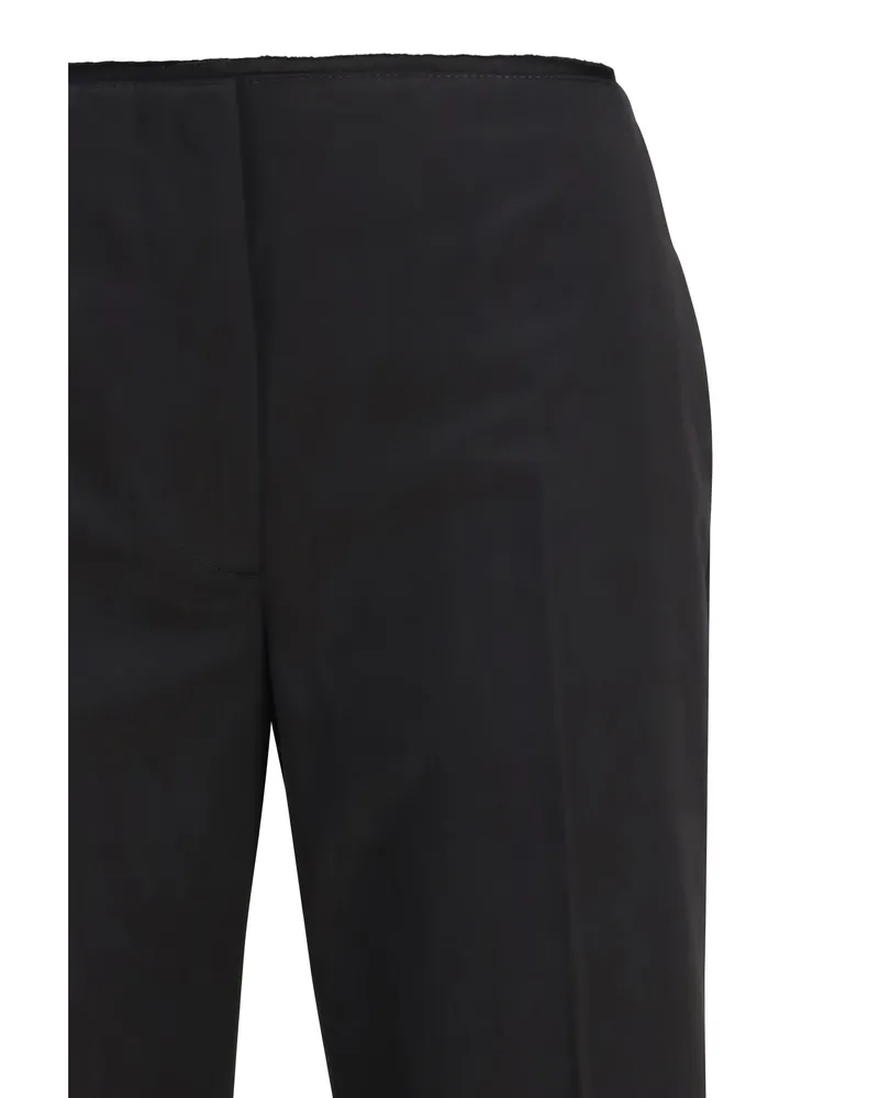 Totême Women's Pants Kick Flare Raw-Edge Black Cotton Trousers Black