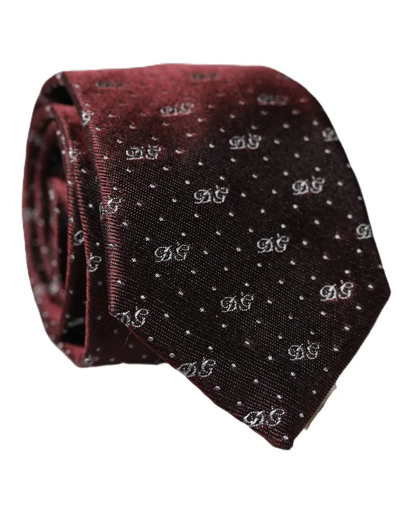 Dolce & Gabbana Burgundy Logo Monogram Silk Adjustable Men Necktie Tie Burgundy