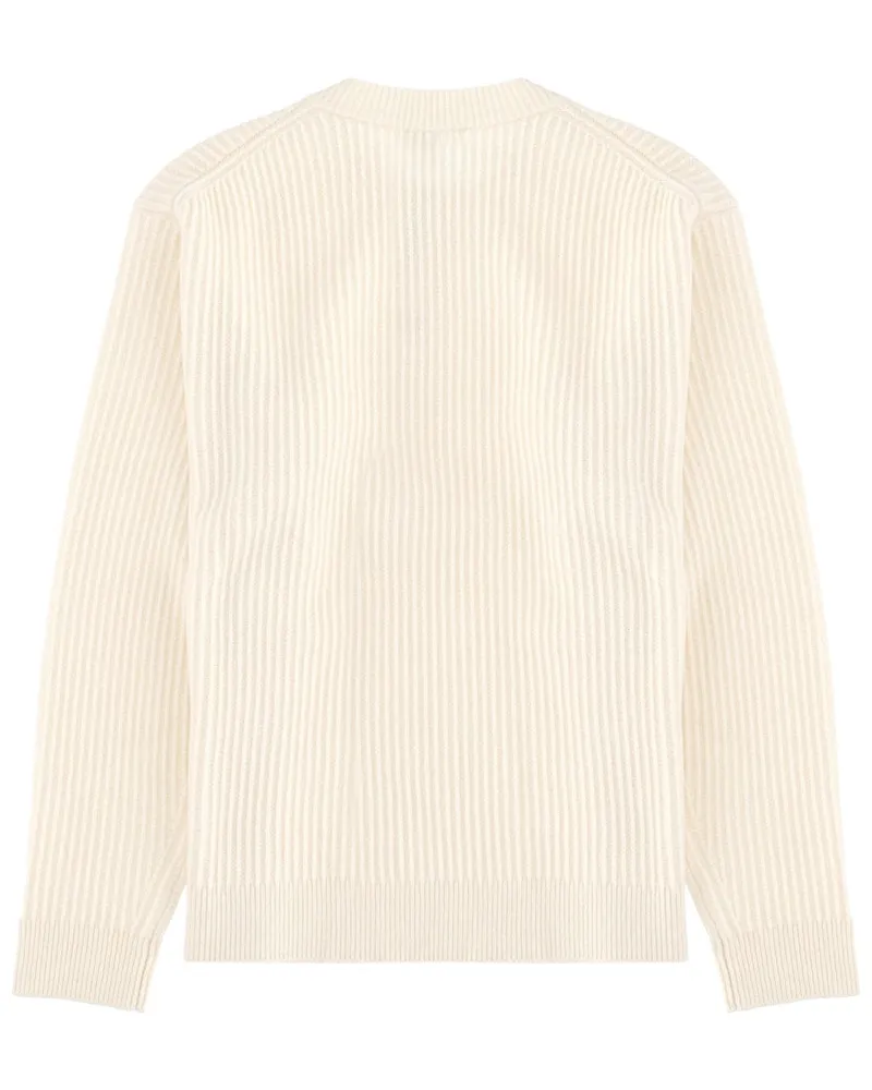 Kitsuné Ribbed Merino Wool with Fox Patch Sweater — Powder Powder