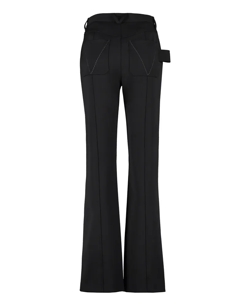Bottega Veneta Women's Wool Straight Trousers Black Black