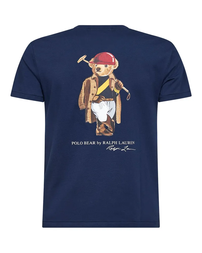 Ralph Lauren Men's Navy Blue Polo Bear Custom Slim-Fit T-Shirt Cotton T-Shirts And Polos Navy