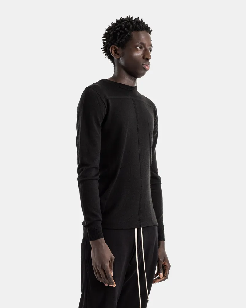 Rick Owens Men Biker Level Sweater Black Jersey Black
