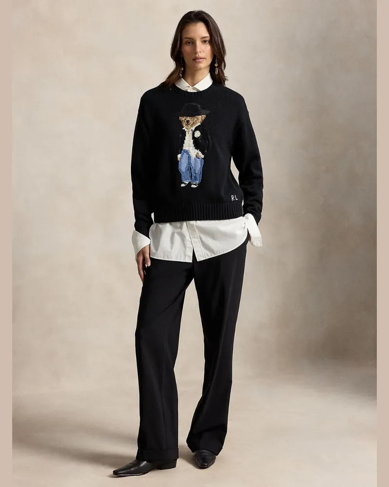 Ralph Lauren Bear-Motif Cotton Sweater — Black Black