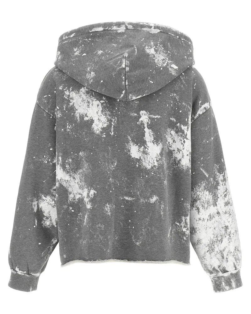 Maison Margiela Paint-Stained Cotton Hoodie — Gray Gray