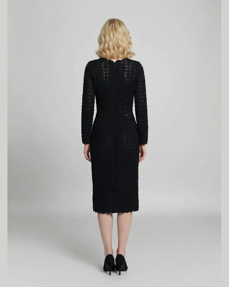Dolce & Gabbana Scalloped-Hem Knit Dress — Black Black