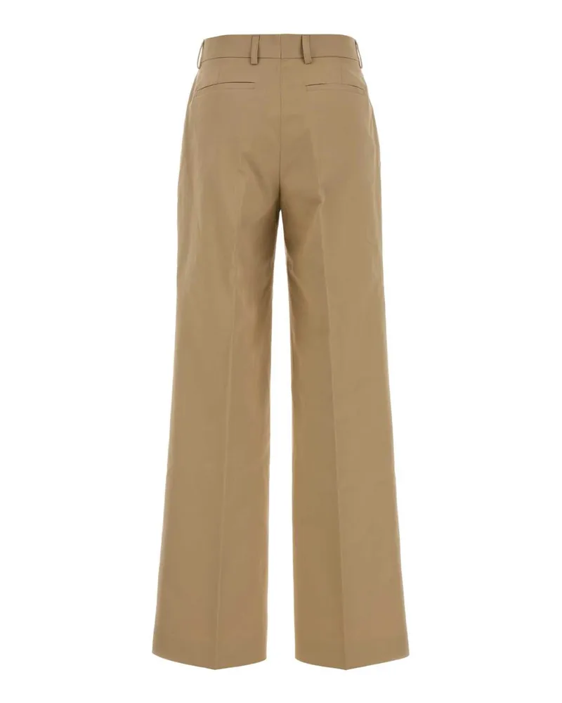 Tory Burch Women's Beige Gabardine Pant Exterior: Cotton Pantaloni Trousers Beige