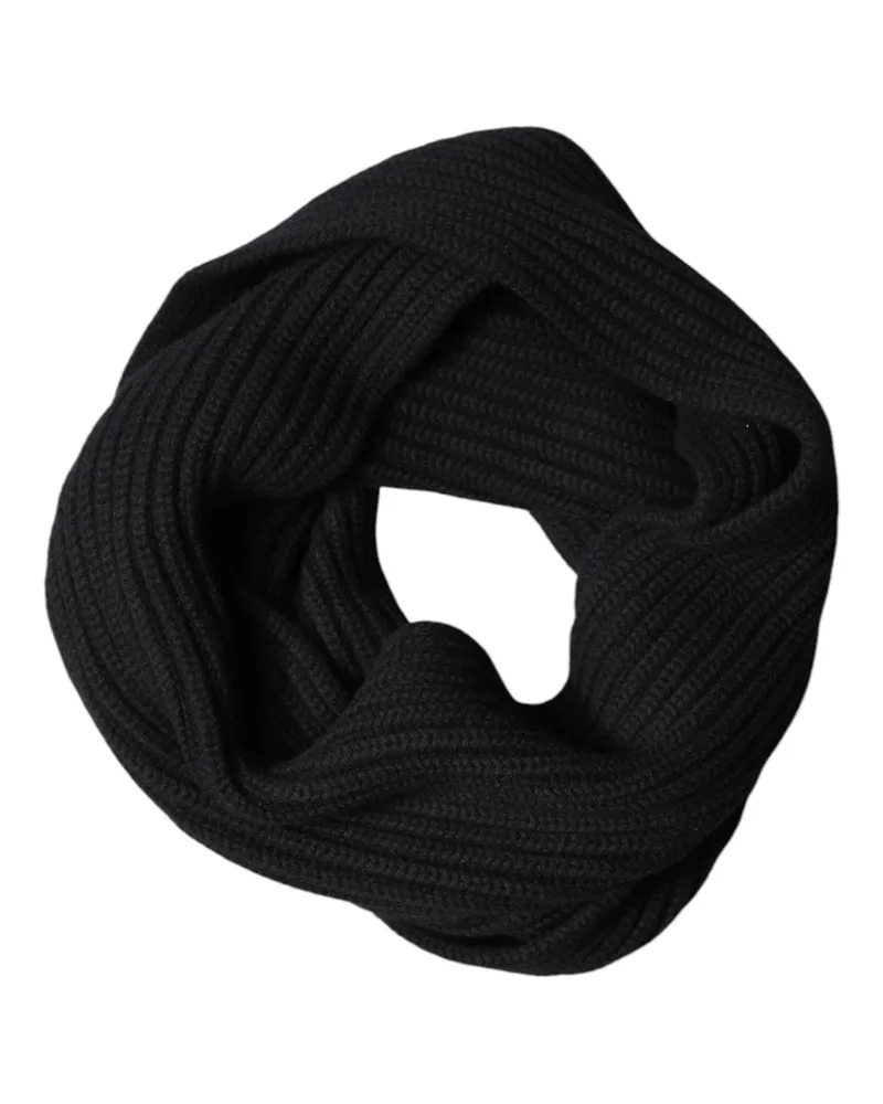 Dolce & Gabbana Men's Black Cashmere Knit Neck Wrap Shawl 202cm X 26cm Scarf Black