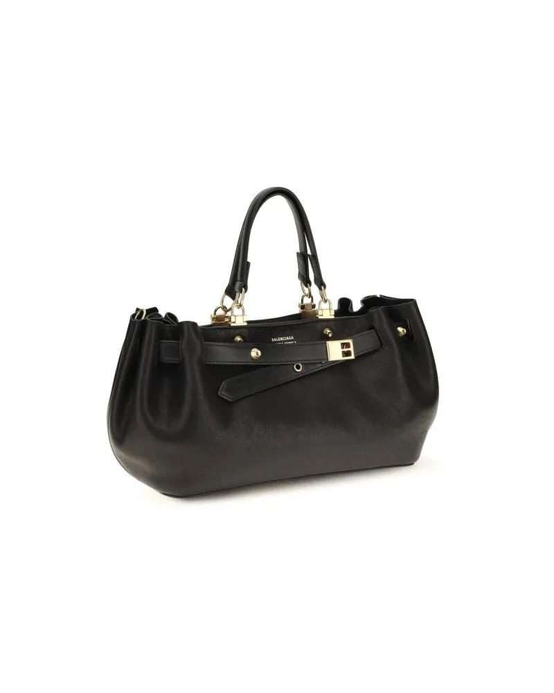 Balenciaga Bel Air Calfskin Leather Shoulder Bag — Black Black