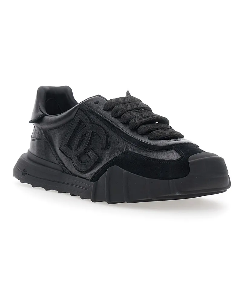 Dolce & Gabbana Men's Low Top Leather Sneakers Black Trainers Black