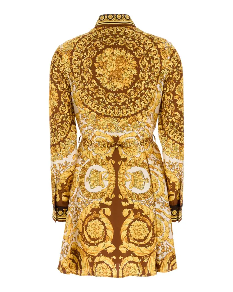 Versace Women's Printed Twill Shirt Dress Darkbrownspicebrowneggshell 1.outer Fabric:silk Abiti Brown