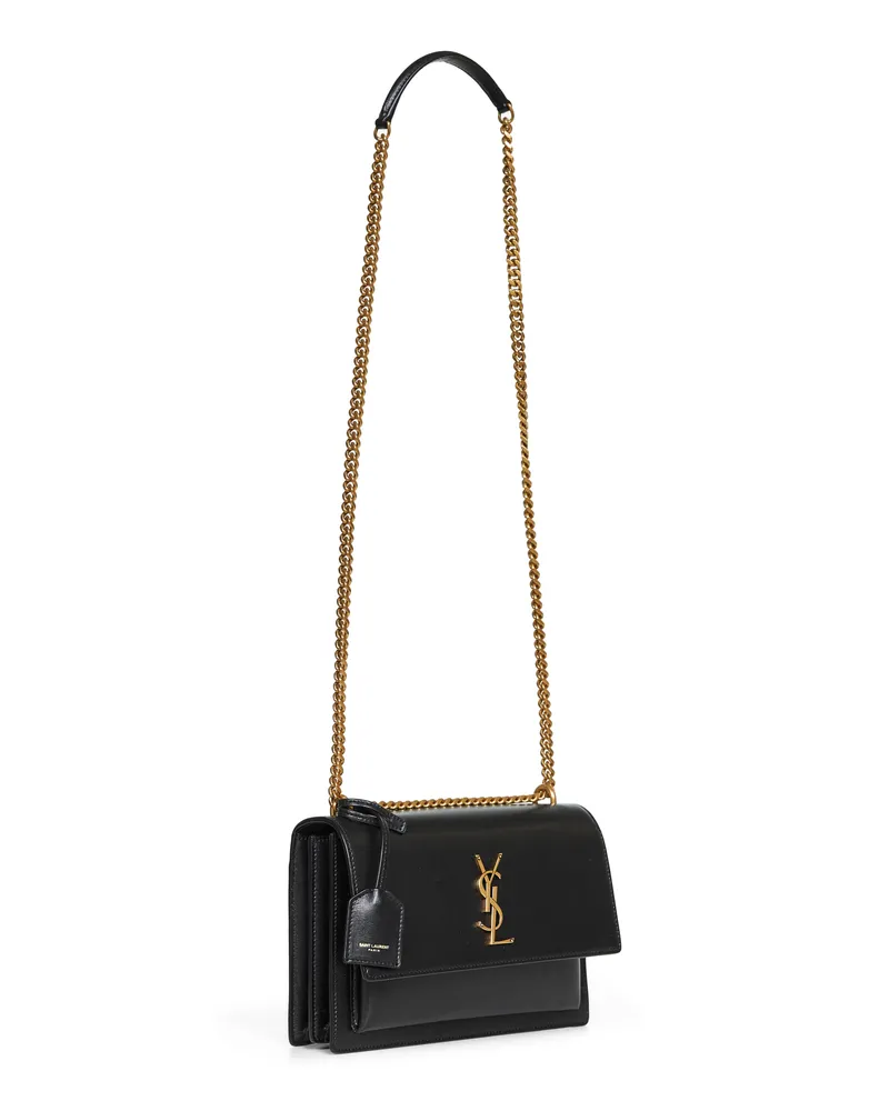 Saint Laurent Women's Crossbody Bag Sunset Black Calf Leather Satchels & Cross Body Black