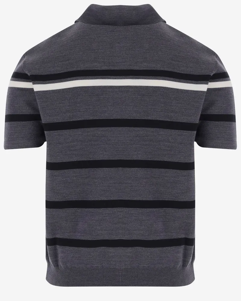 Gucci Striped Wool Blend Polo — Gray Gray