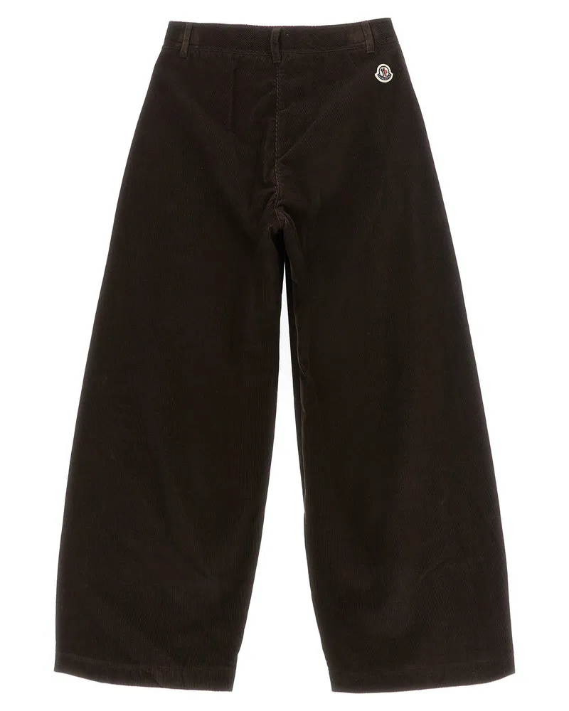 Moncler Wide-Leg Corduroy Trousers — Brown Brown