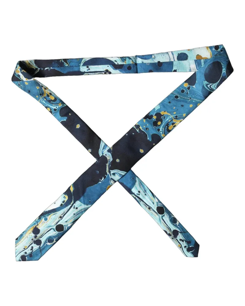 Dolce & Gabbana Multicolor Abstract Silk Adjustable Men Tied Necktie Tie Blue